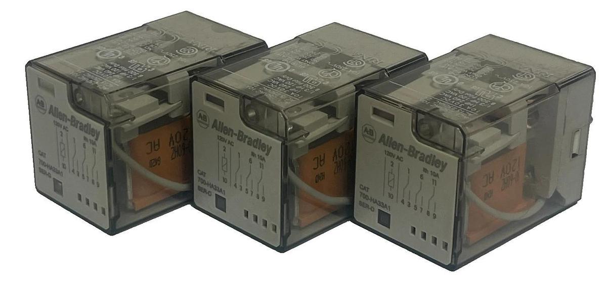 Used LOT OF 3 ALLEN-BRADLEY 700-HA33A1 SER. D CONTROL RELAY 3 N.O. 3 N.C.