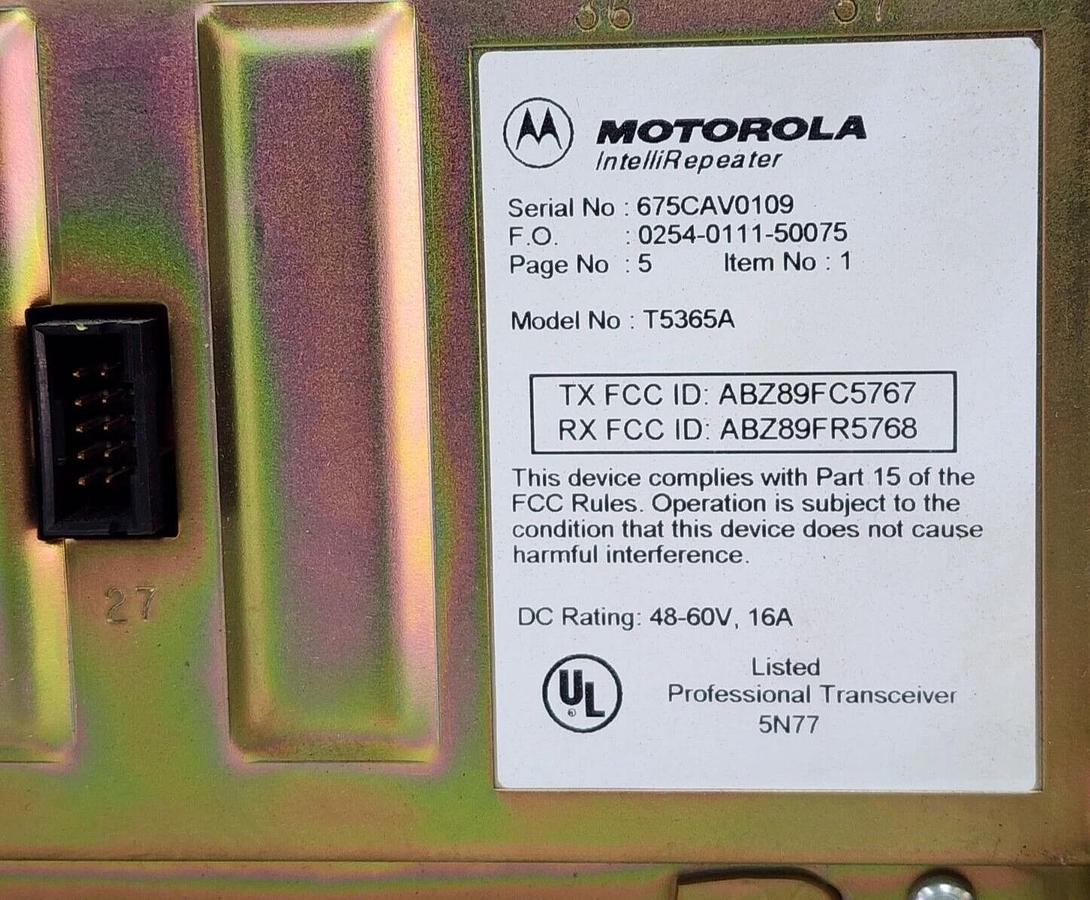 Used ZEBRA MOTOROLA SOLUTIONS T5365A POWER AMPLIFIER / RECEIVER CHASISS