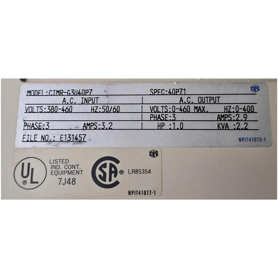 Used IDM CONTROLS CIMR-G3U40P7 SPEC: 40P71 POWRMASTER AC DRIVE GPD503-DS313 NSNP