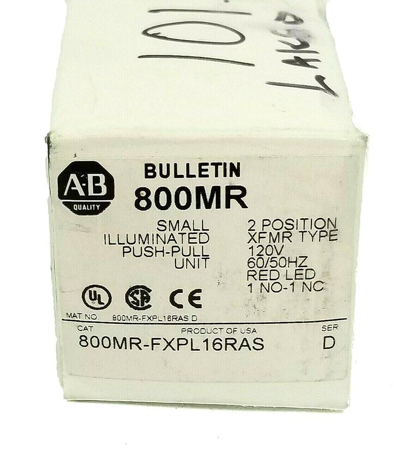 Used NEW ALLEN BRADLEY 800MR-FXPL16RAS / D ILLUMINATED PUSH/PULL UNIT 800MRFXPL16RAS