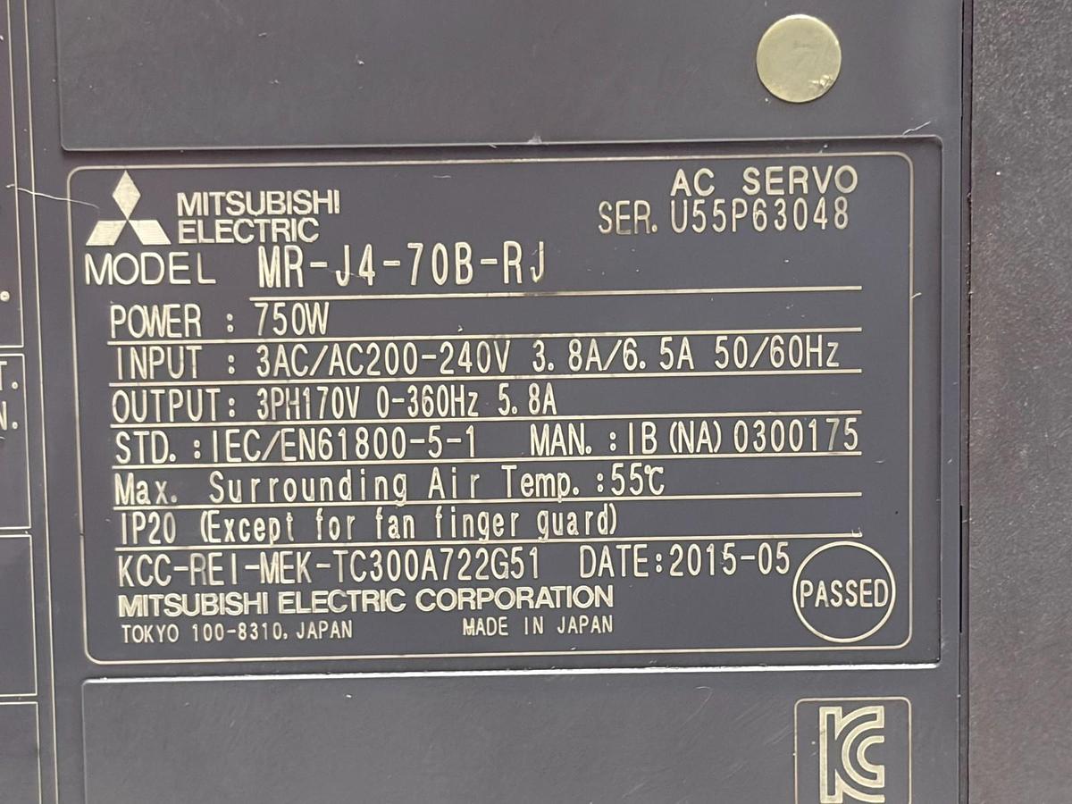 Used Mitsubishi MR-J4-70B-RJ AC Servo Drive 750W MELSERVO-J4