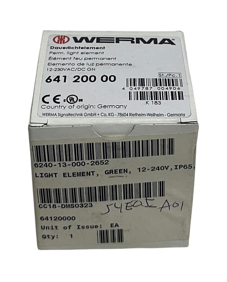 WERMA 641 200 00 / 64120000 PERMANENT LIGHT ELEMENT GREEN 12-230VAC/DC NSMP
