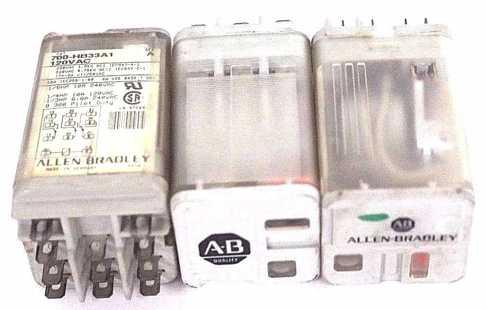 Used LOT OF 3 ALLEN BRADLEY 700-HB33A1 RELAYS 700HB33A1 SER. A, 120 VAC