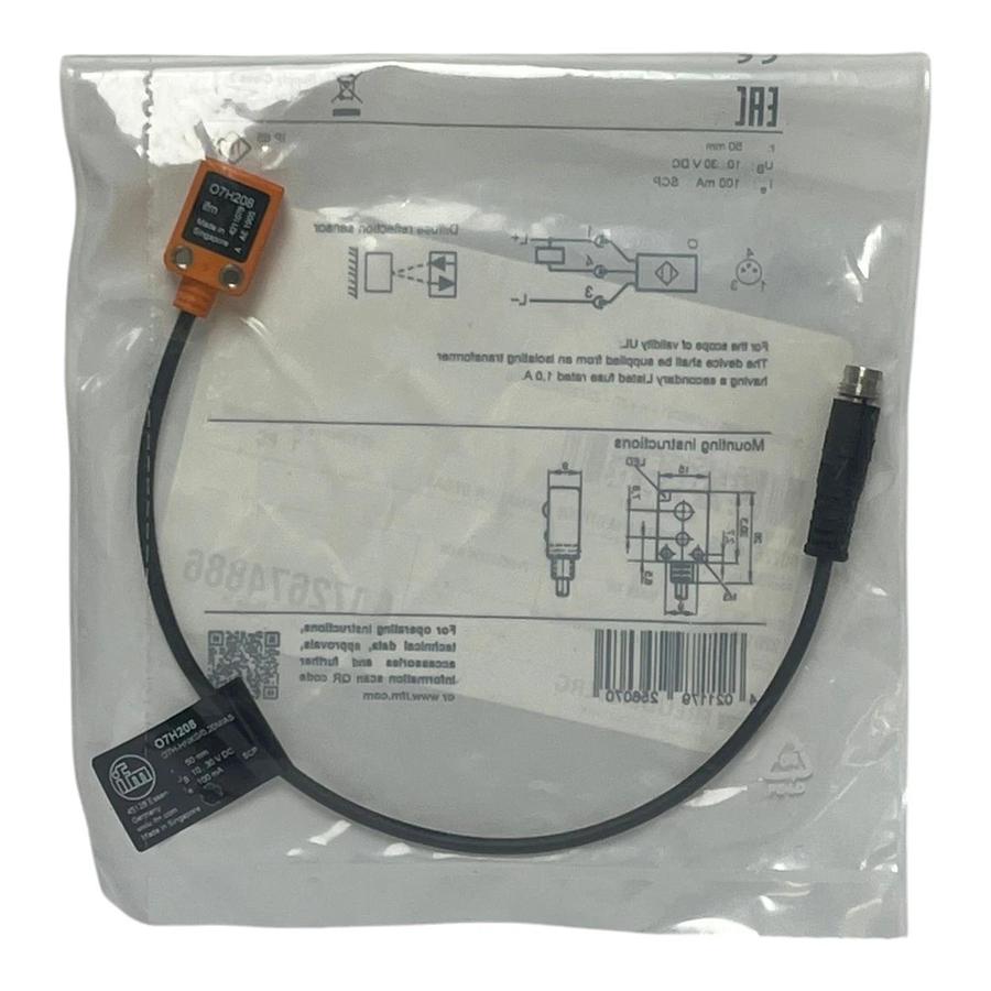 Used ifm electronic O7H208 Diffuse Reflection Laser Sensor O7H-HNKG/0,20M/AS New
