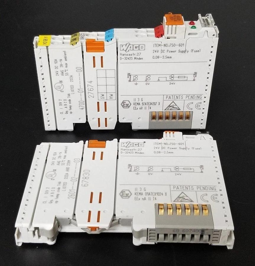 Used LOT OF 2 WAGOS 750-601 SUPPLY MODULES 750601