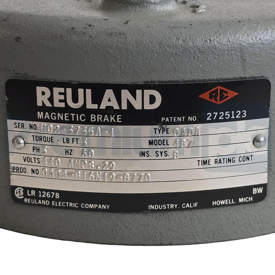 Used Reuland OADA Magnetic Brake Model 4B7 3 lb-ft | 440V 3-Ph 60Hz OADA-B16N19-B770