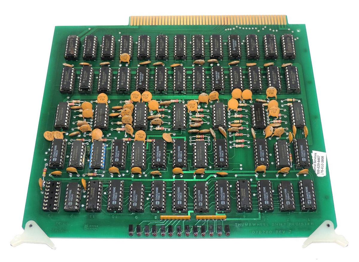 Used KIEFFER DESIGN D78260 REV. 2 THUMBWHEEL SHIFT REGISTER BOARD