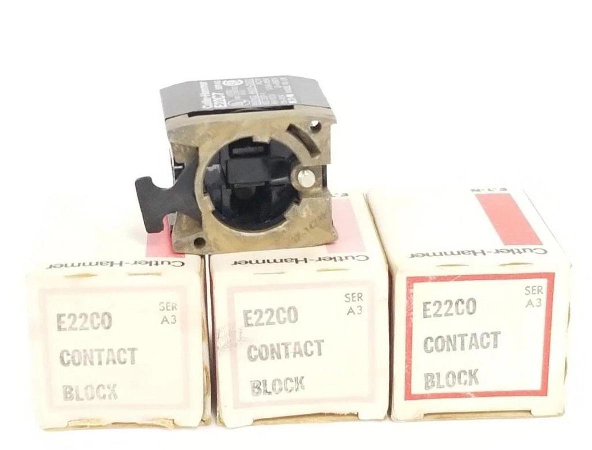 Used LOT OF 3 NIB EATON CUTLER-HAMMER E22C0 CONTACT BLOCKS SER. A3, E22-C0