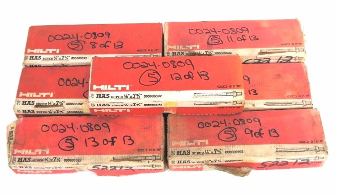 Used LOT OF 35 NEW HILTI 000686592 ANCHOR KITS HAS SUPER 5/8" X 7-5/8" X 11/16"