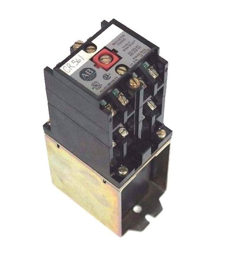 Used ALLEN BRADLEY 700DC-P400Z24 CONTROL RELAY SER. A, TYPE P W/ 700-PB40 ADDER DECK