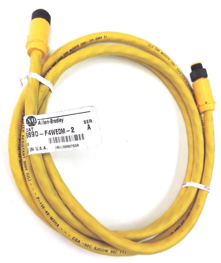 Used ALLEN BRADLEY 889D-F4WEDM-2 PATCHCORD, DC MICRO, 889DF4WEDM2, SER. A, 250VDC