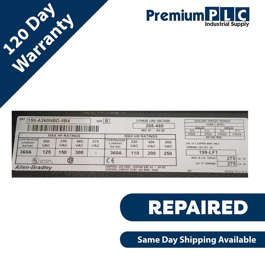 Used ALLEN BRADLEY 150-A360NBD-8B4 /B SMC SOFT STARTER MOTOR CONTROLLER 150-A360NBD