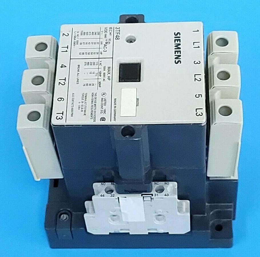 Used SIEMENS 3TF4810A-K6 CONTACTOR 3-POLE 110/120VAC 3TF48