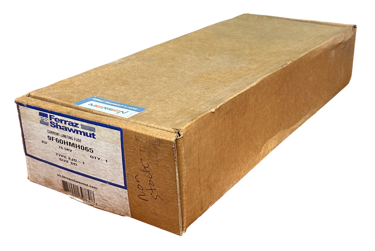 Used NEW FERRAZ SHAWMUT 9F60HMH065 / EJO-1DD DOUBLE-BARREL CURRENT LIMITING FUSE NSMP