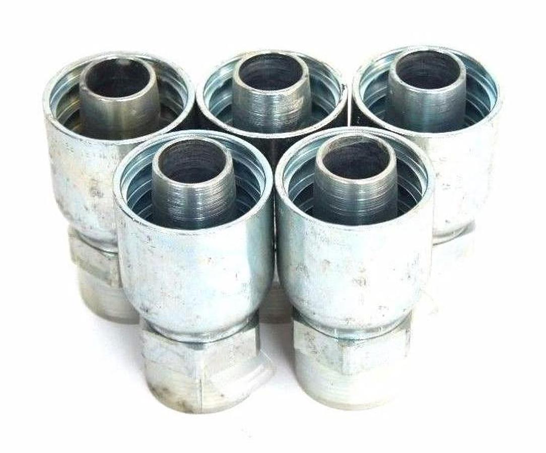Used LOT OF 5 NEW PARKER 1J043-16-16 CRIMP FITTING SEAL LOK RIGID STRAIGHT 1" SILVER