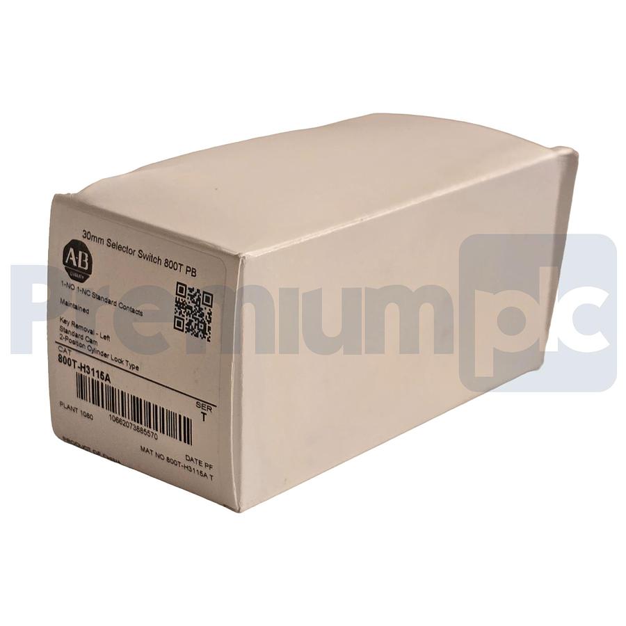 Used Allen Bradley 800T-H3115A /T 30mm Selector Switch 2-Pos Cylinder Lock 1-NO/1-NC
