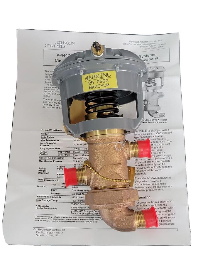 Used NIB JOHNSON CONTROLS V-4440-1001 1/2" H-C 4-12# ELBOW V44401001, 1.4CV