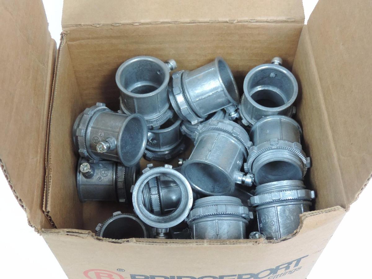 Used BOX OF 20 NEW BRIDGEPORT 232-DC2 1" ZINC EMT CONNECTORS 232DC2