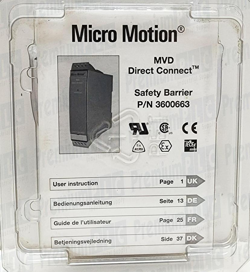 Used NEW MICRO MOTION 3600663 SAFETY BARRIER MVD DIRECT CONNECT MODULE 24VDC