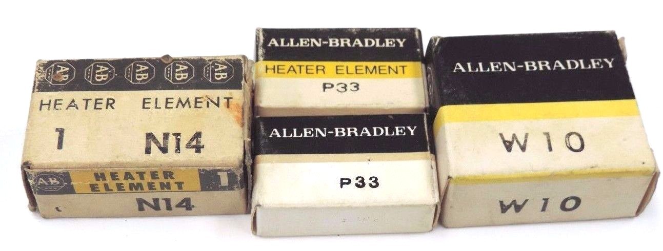 LOT OF 4 NIB ALLEN BRADLEY HEATER ELEMENTS (2) P33 (1) W10 (1) N14