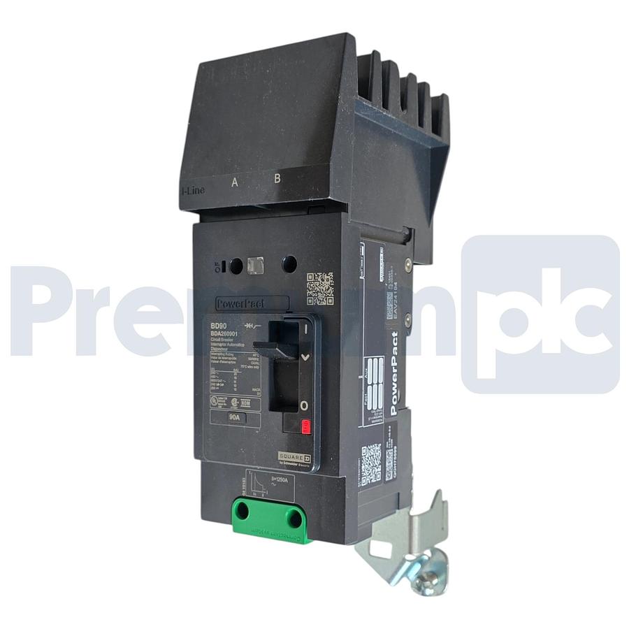 Used Square D BDA260901 | BD90 PowerPact B 2-Pole 90A 18kA 480V Circuit Breaker NSMP