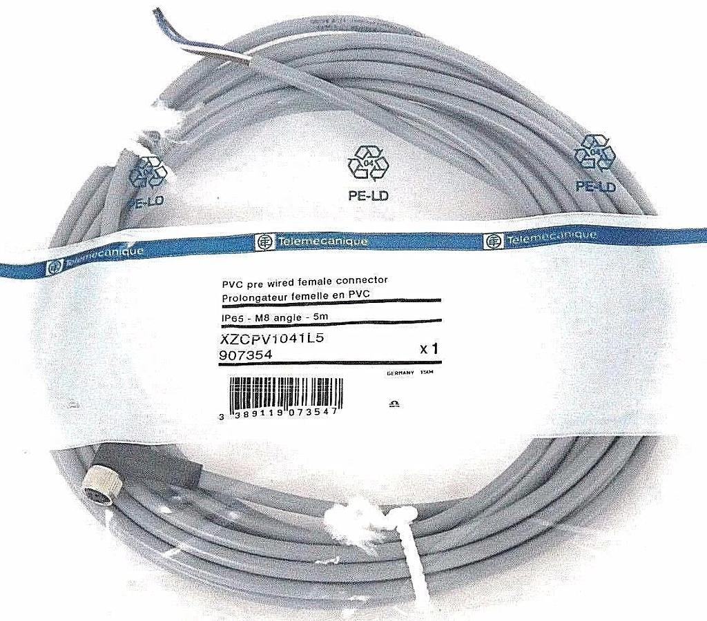 Used NEW TELEMECANIQUE XZCPV1041L5 PVC PRE WIRED FEMALE CONNECTOR, 907354