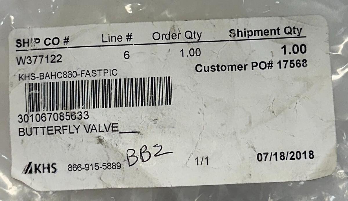 KHS APV 301067085633 BUTTERFLY VALVE 1'' DN25 PN10 FG1 STAINLESS STEEL NSMP