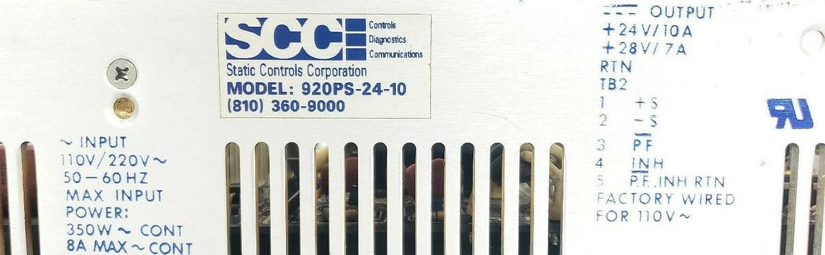 Used SSC 920PS-24-10 POWER SUPPLY 110V/220V 50/60HZ, 920PS2410