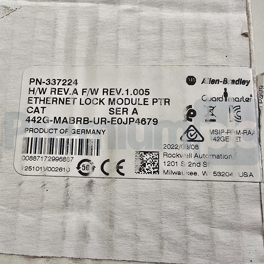 Opened Allen Bradley 442G-MABRB-UR-E0JP4679 /A Guardmaster Ethernet Lock Module