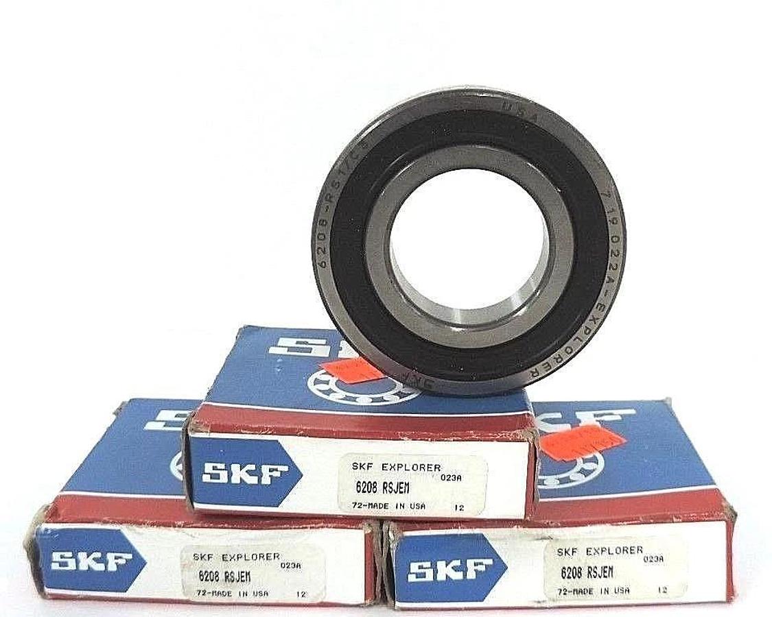 Used LOT OF 3 NIB SKF 6208-RSJEM DEEP GROOVE BALL BEARINGS 6208RSJEM, 6208-RS1/C3