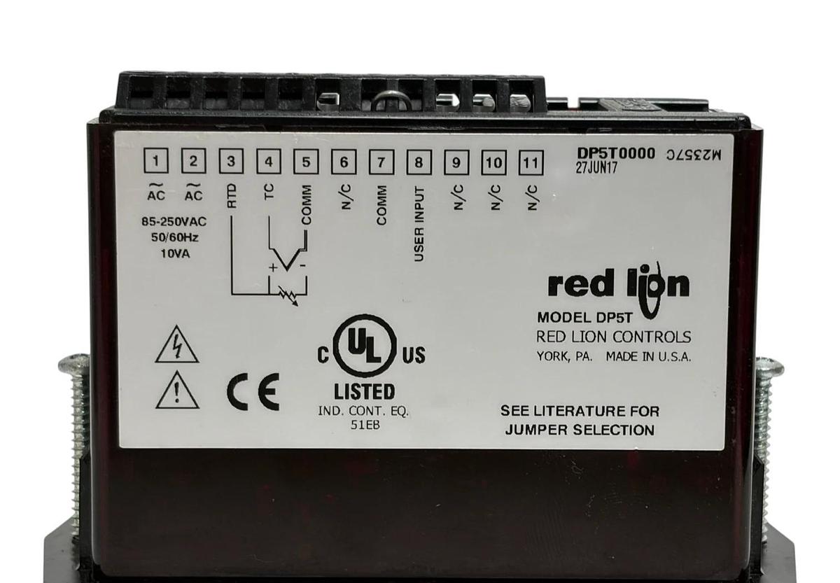 Used Red Lion Controls DP5T0000 DP5T Temperature Panel Meter 85-250VAC