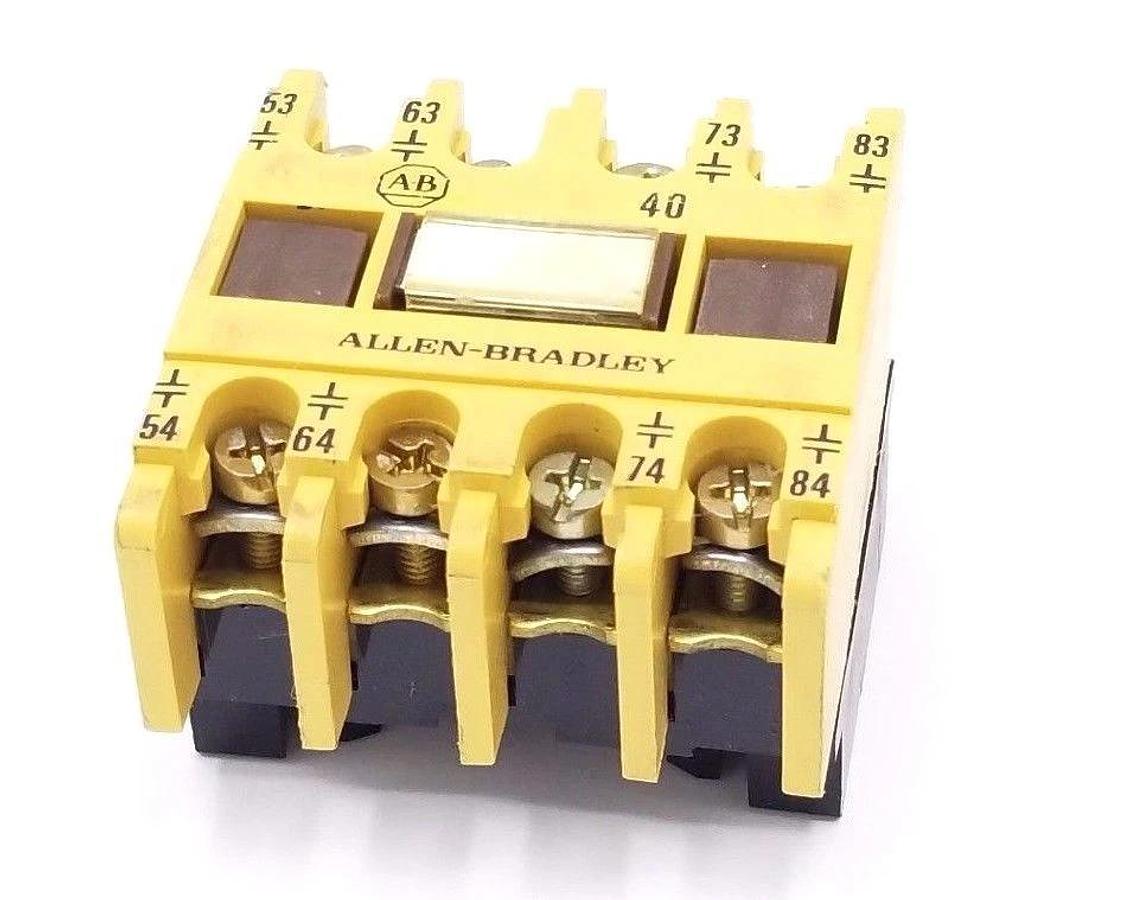 Used ALLEN BRADLEY 195-FA40 AUXILIARY CONTACT BLOCK 10AMP 600V 4NO, SER. A