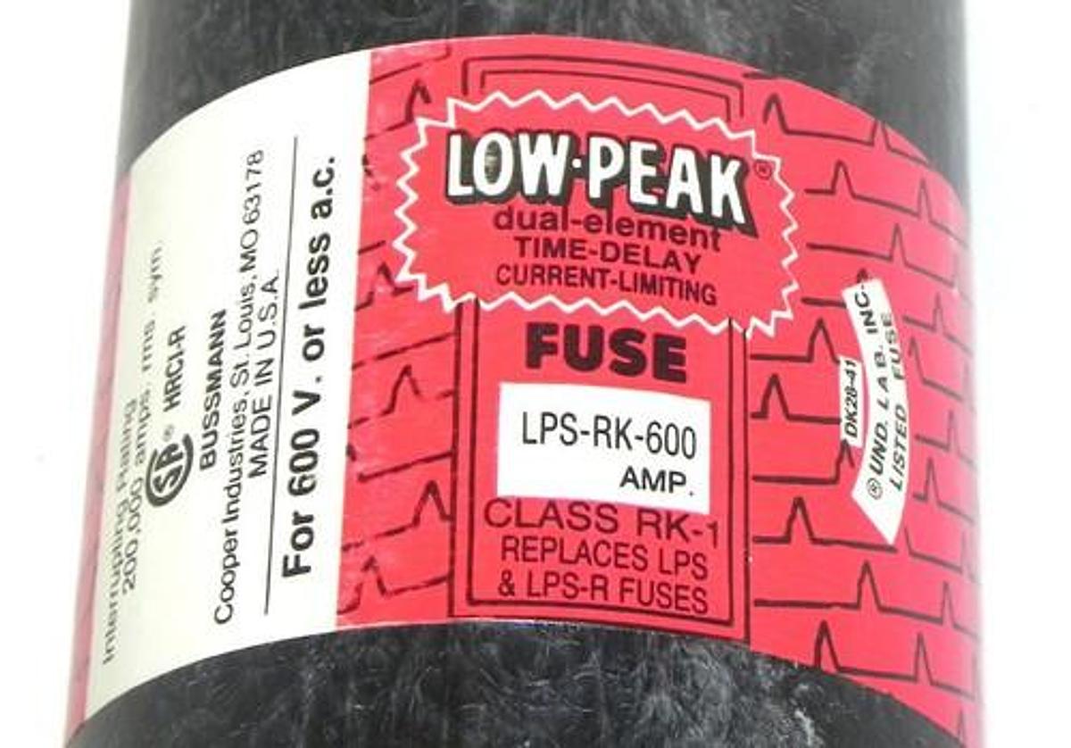 Used NIB BUSSMANN LPS-RK-600 LOW-PEAK FUSE LPSRK600 CLASS RK-1