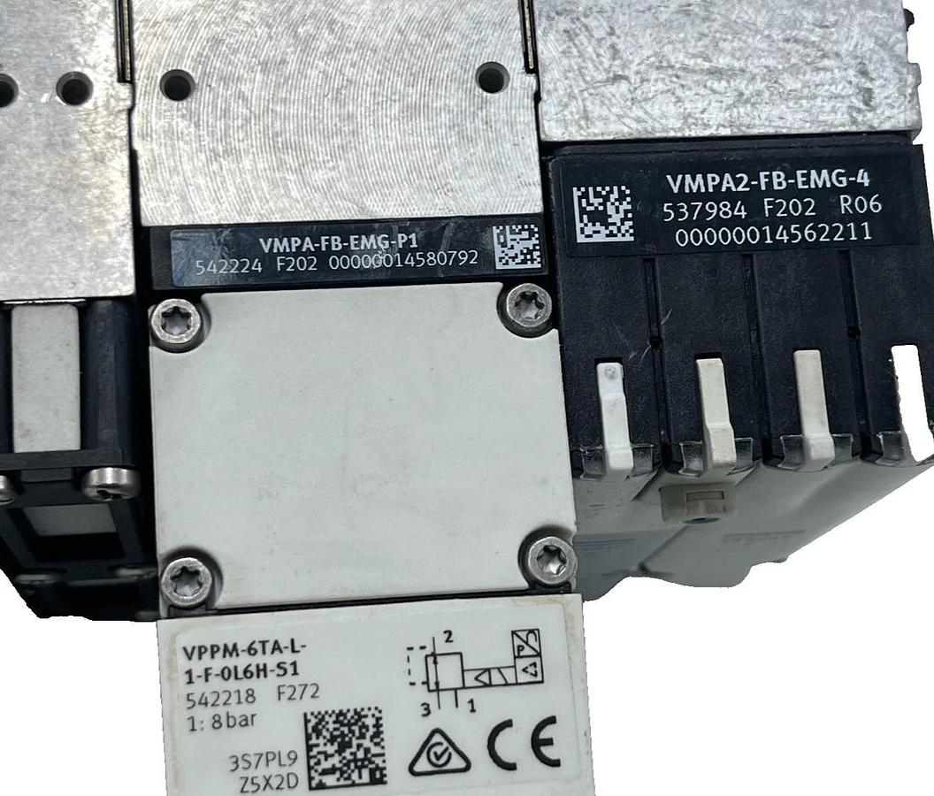 Used Festo MPA-S Valve Manifold | 2x VPPM-6TA Proportional Valves | 3x VMPA2 Solenoid