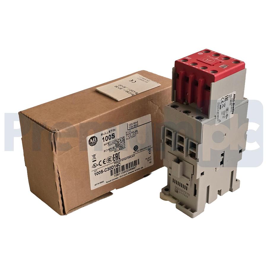 Allen-Bradley 100S-C30D14C /C Safety Contactor 30A 110/120V 3NO 1NO/4NC Aux NSMP