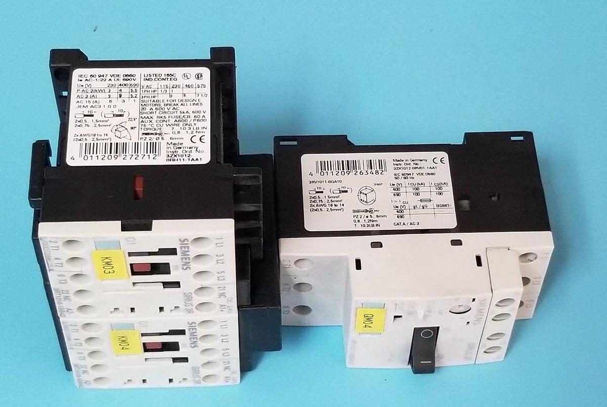 Used SIEMENS 3ZX1012-0RA00-1AA1 W/ 3RT1016-1BB42 CONTACTORS & 3RV1011-0GA10 BREAKER