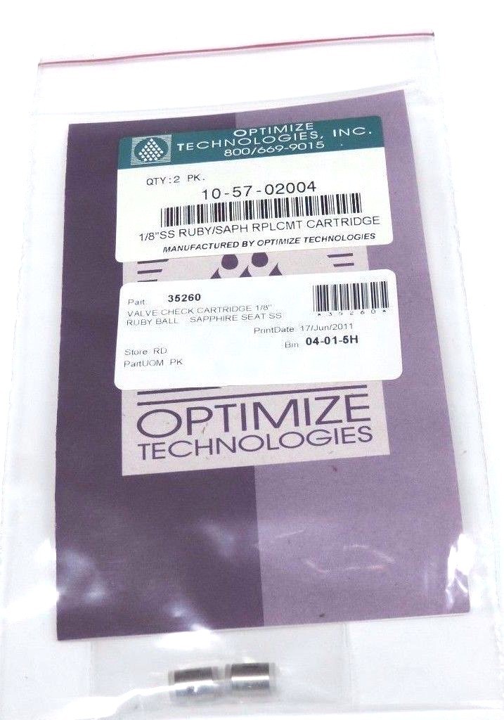 NEW OPTIMIZE TECHNOLOGIES 10-57-02004 1/8'' SS RUBY/SAPH RPLCMT CARTRIDGE 2-PACK
