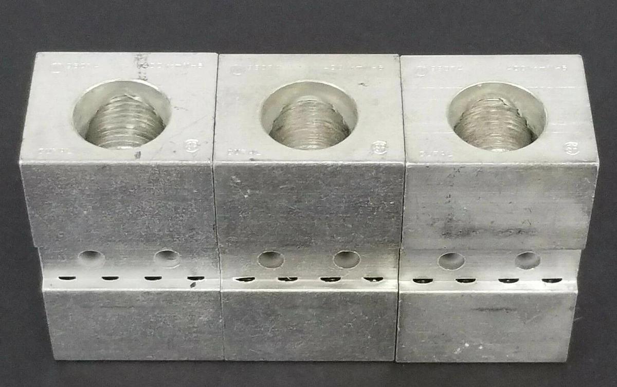Used LOT OF 3 ILSCO 98074 LUG CONNECTORS 400KCMIL-6 CU7AL 2-14