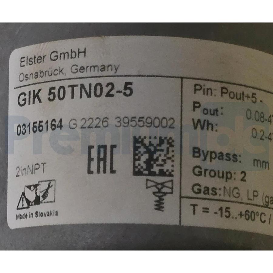 Kromschroder GIK 50TN02-5 | 03155164 Air/Gas Ratio Control Regulator 2" NPT NSNP