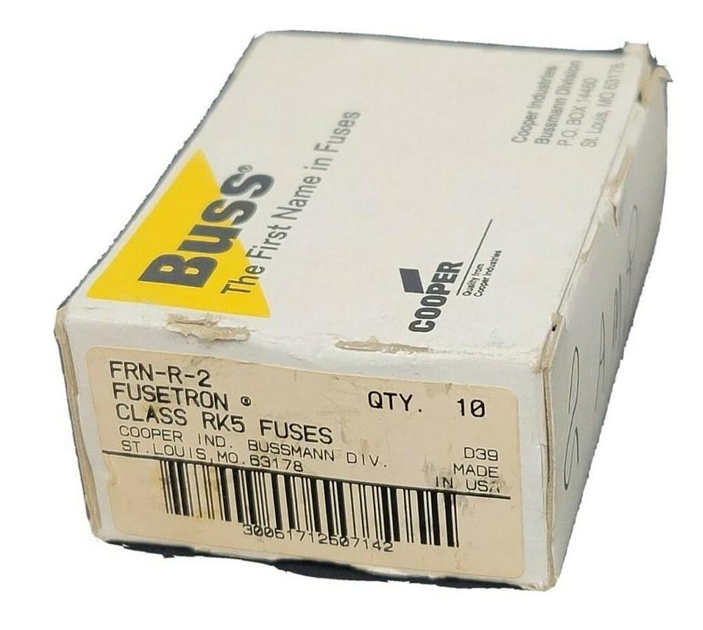Used BOX OF 9 NEW COOPER BUSSMANN FRN-R-2 FUSETRON CLASS RK5 FUSES FRNR2