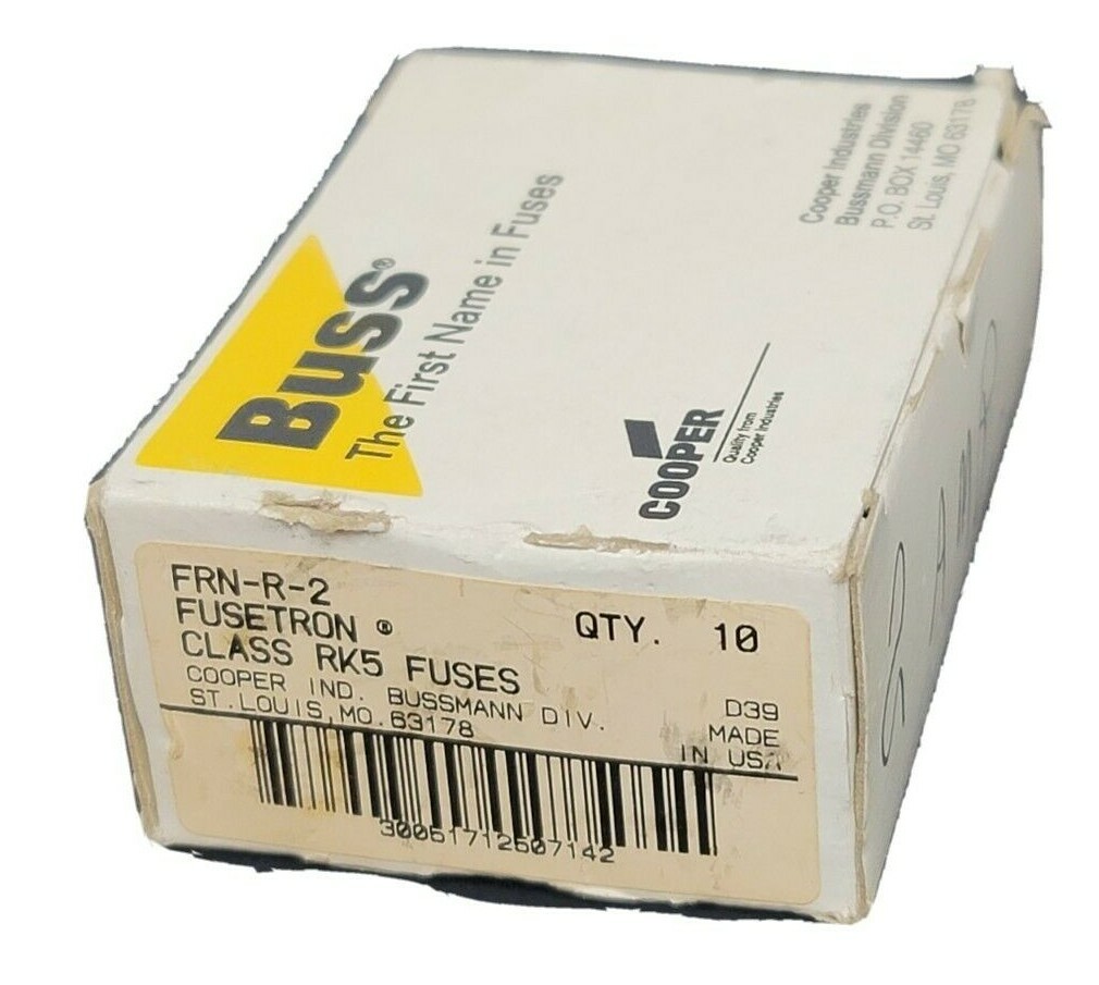 Used BOX OF 9 NEW COOPER BUSSMANN FRN-R-2 FUSETRON CLASS RK5 FUSES FRNR2