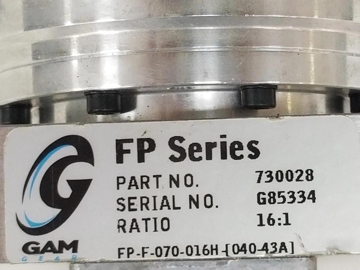 Used GAM GEAR 730028 FP SERIES GEARHEAD 16:1 RATIO W/ HG-KR13 SERVO MOTOR & ARM