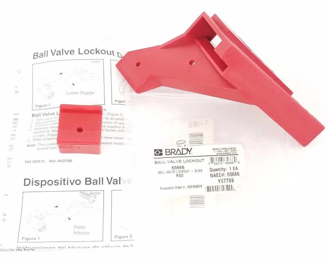 Used NEW BRADY 65666 BALL VALVE LOCKOUT RED