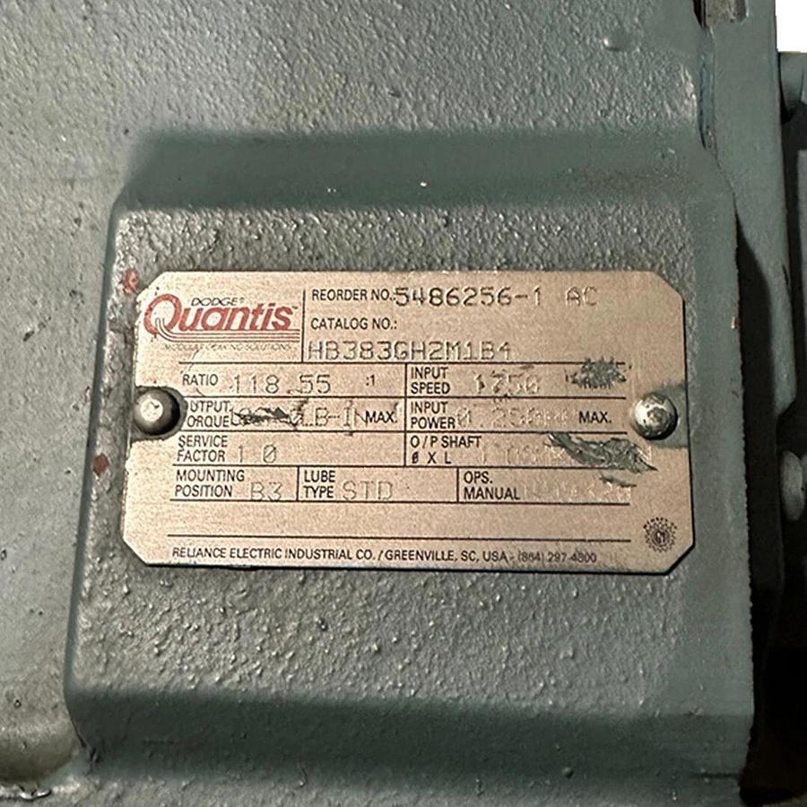 NEW DODGE QUANTIS HB383GH2M1B4 GEAR REDUCER 118.55:1 RATIO .25HP 5486256-1 AC