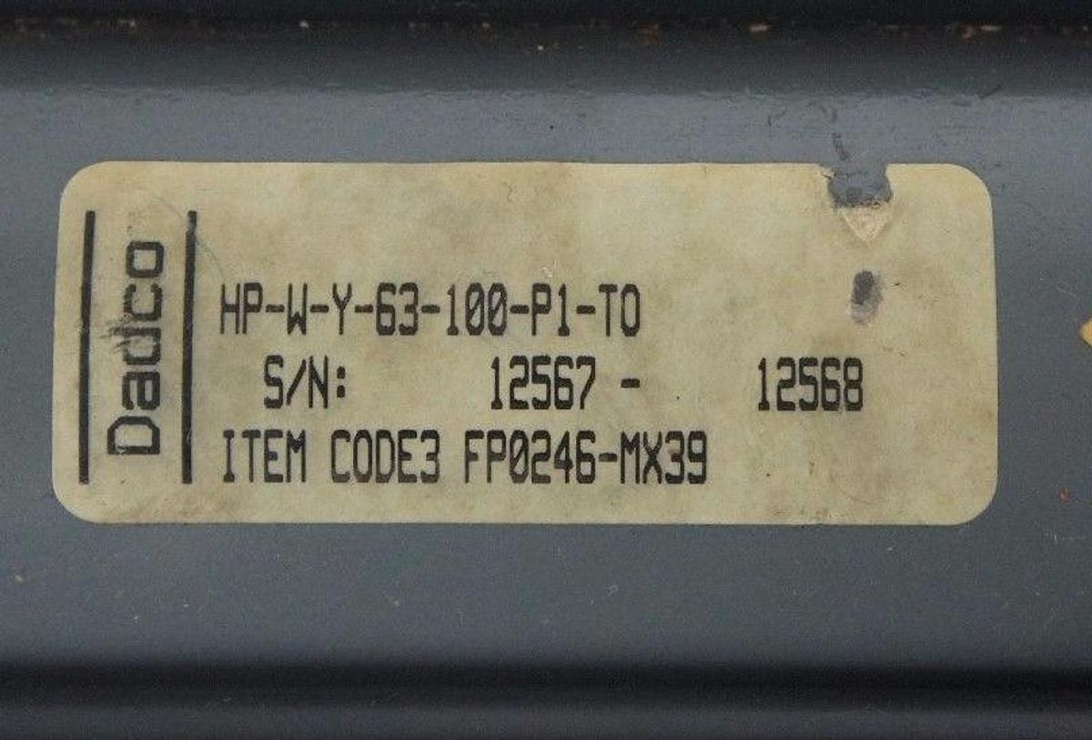 Used NEW DADCO HP-W-Y-63-100-P1-T0 PNEUMATIC CYLINDER FP0246-MX39 HPWY63100P1T0