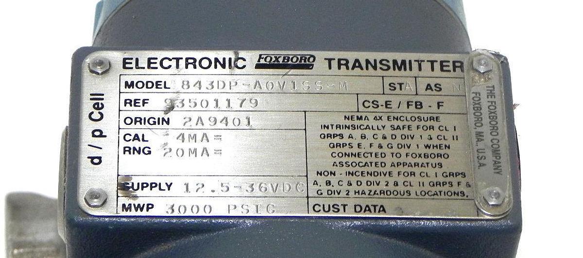 Used FOXBORO 843DP-A0V1SS-M ELECTRONIC TRANSMITTER 843DPA0V1SSM