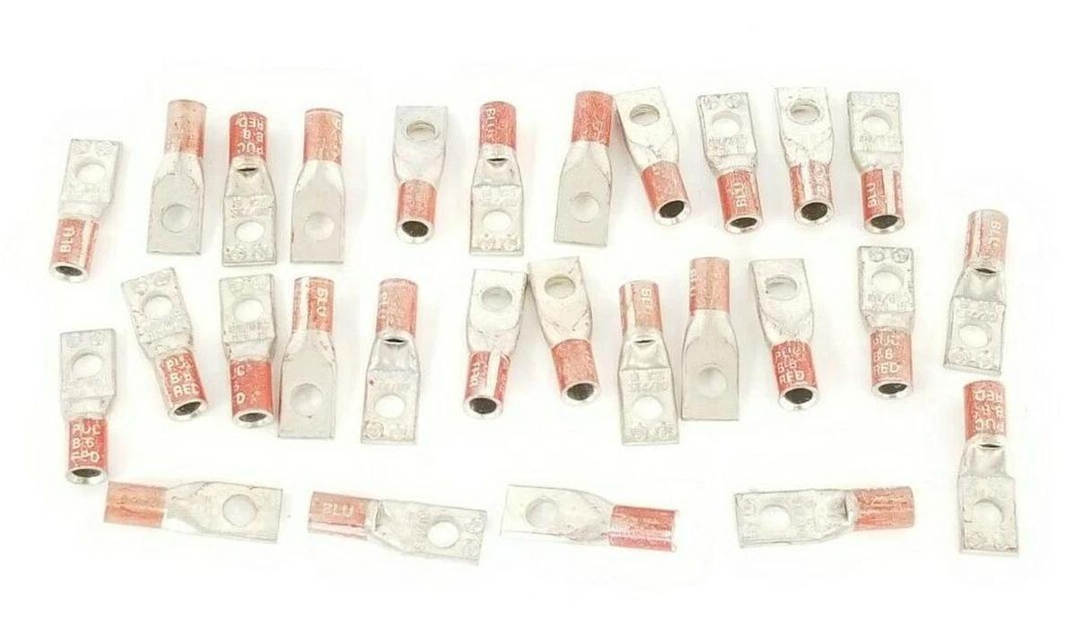Used LOT OF 28 THOMAS & BETTS PUC B-6 RED ELECTRICAL CRIMP CONNECTORS 8 CU S14/10