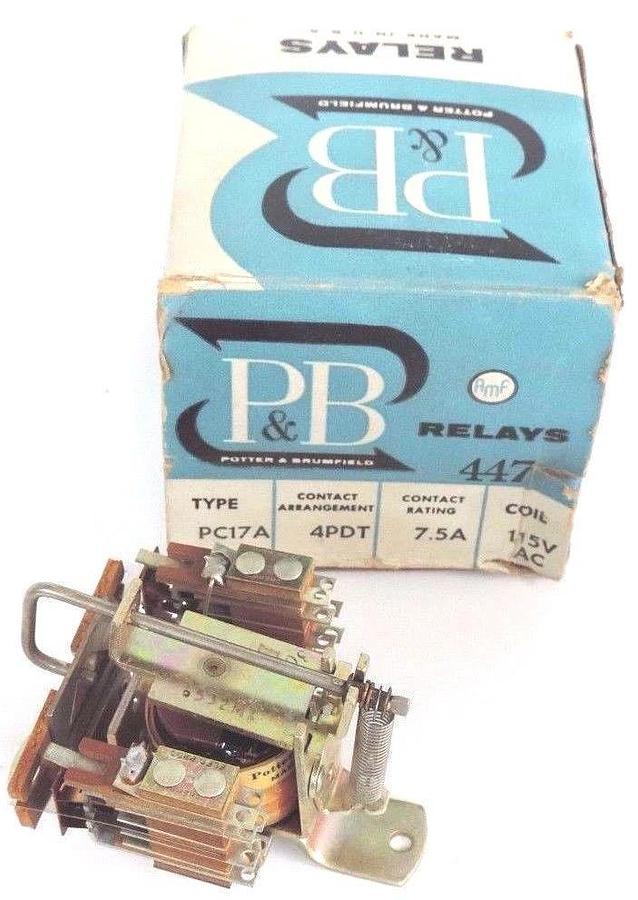NIB P&B PC17A RELAY 4PDT CONTACT RATING: 7.5A, COIL 115V AC