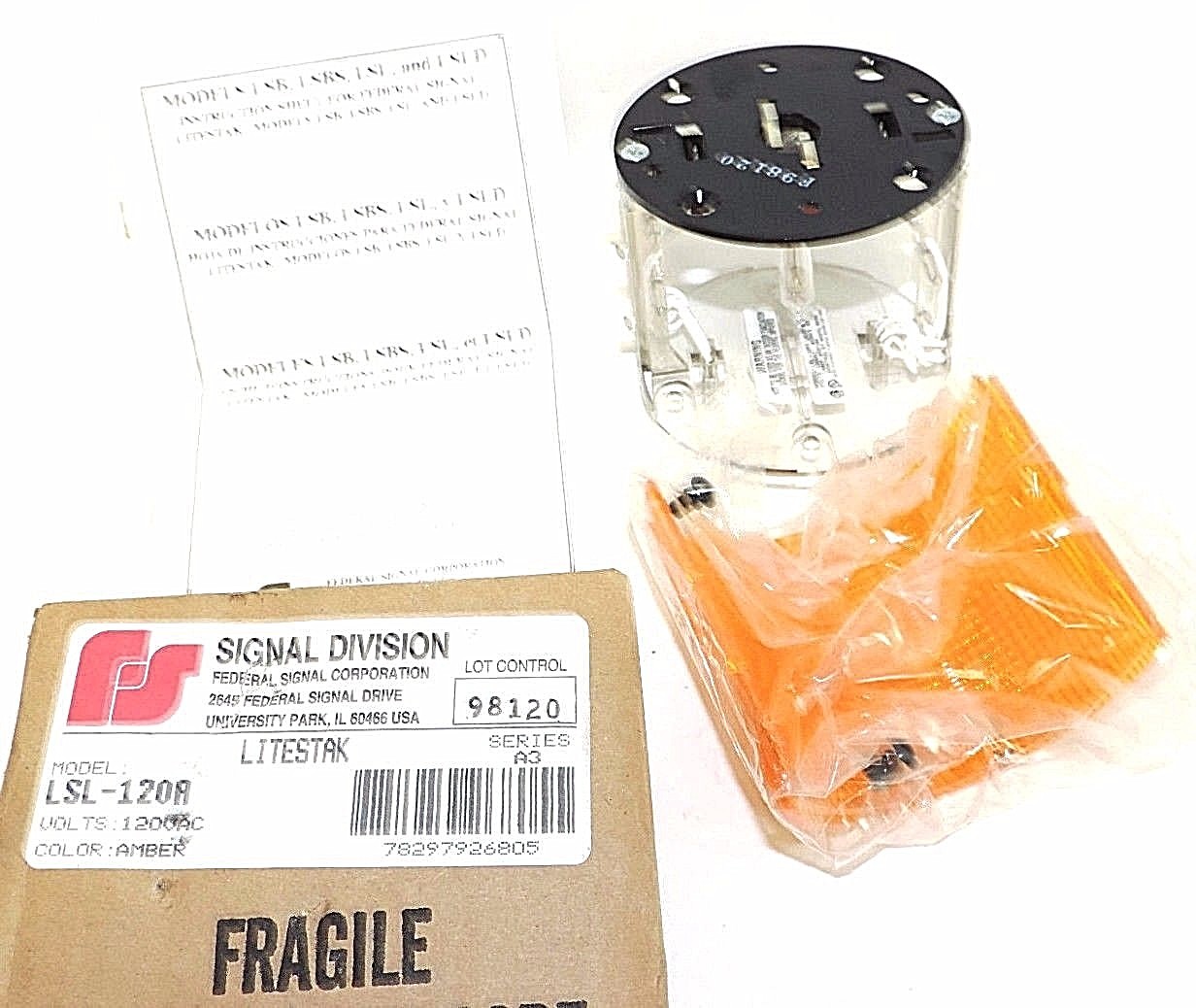 Used NIB SIGNAL DIVISION LSL-120A SERIES A3 LIGHTSTACK MODULE 120VAC COLOR AMBER