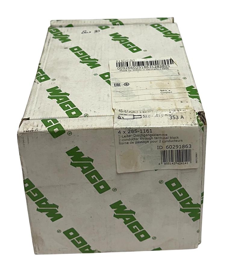 Used 4 WAGO 285-1161 / 60291863 2-CONDUCTOR THROUGH TERMINAL BLOCKS 50-185mm NSMP